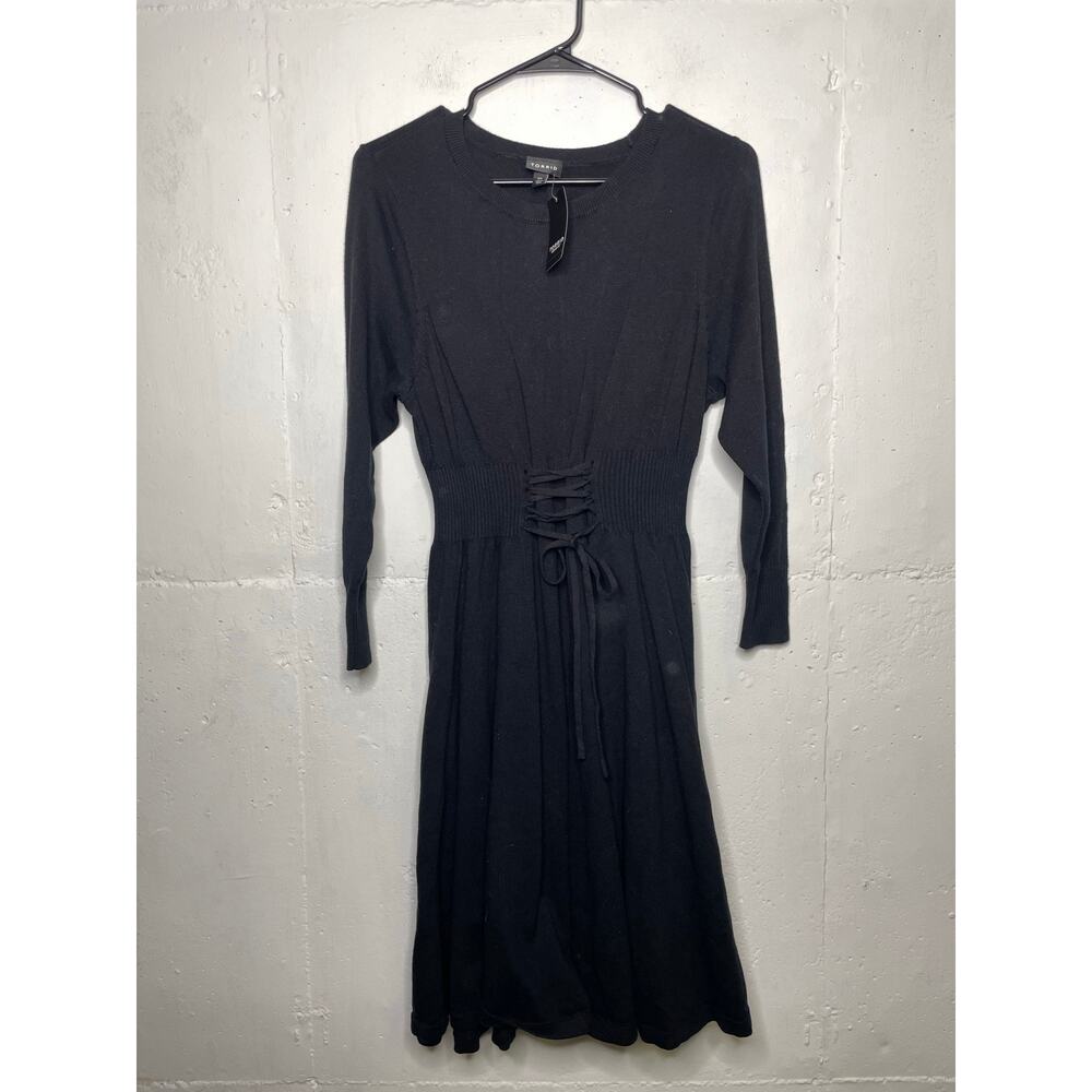 NEW Torrid Mini Black Sweater Long Sleeve Lace-Up Dress Size 00